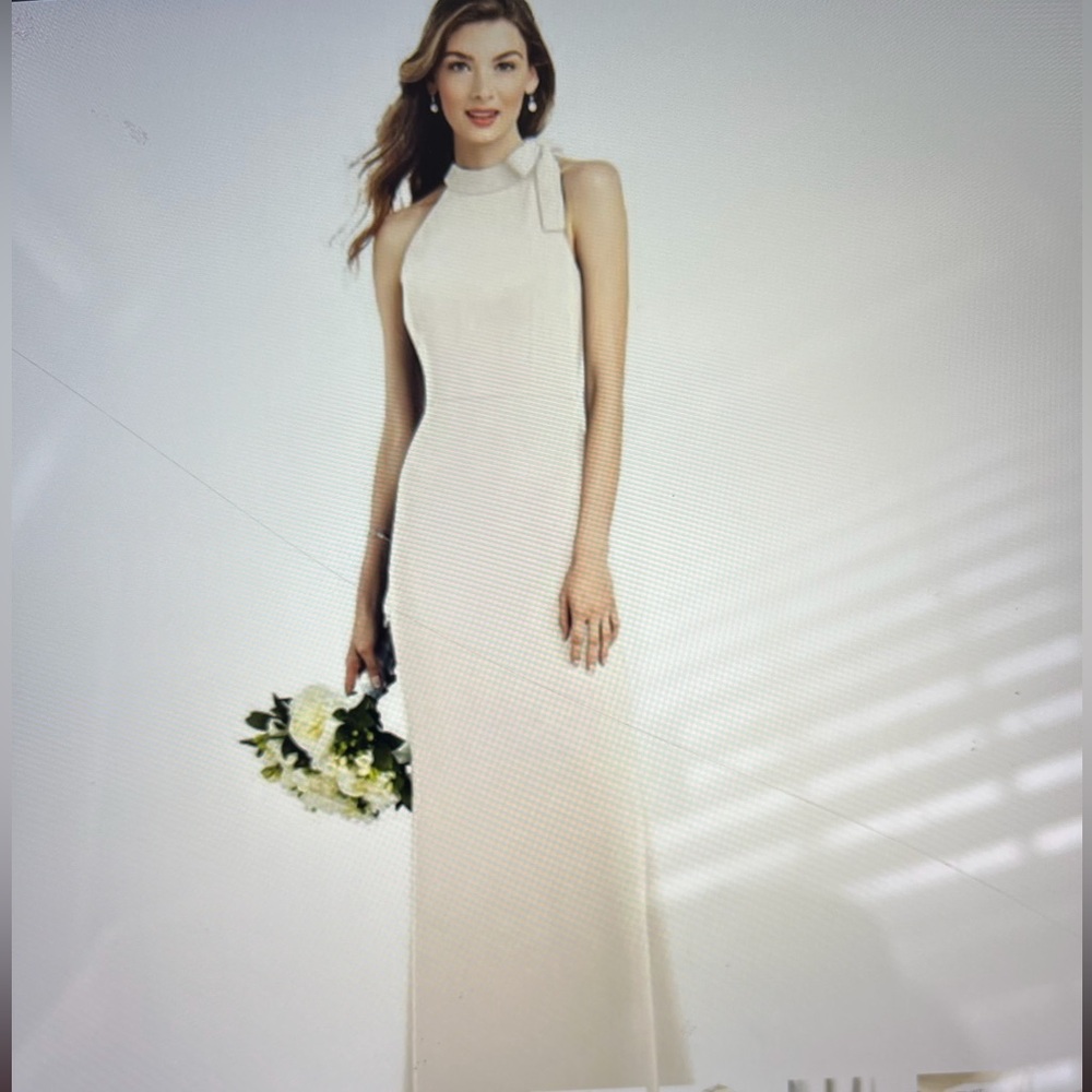 NEW After Six Ivory Bow Neck Trumpet Gown 6827 16